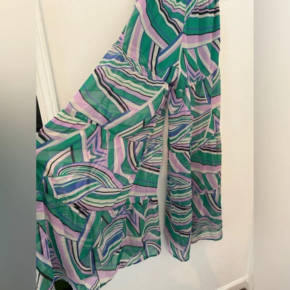 Flying Tomato Sheer Funky Retro Printed Wide Leg Palazzo Pants Size Small - Picture 4 of 11